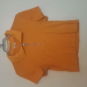 Yellow Arbene Cropped Collared shirt, Size Large